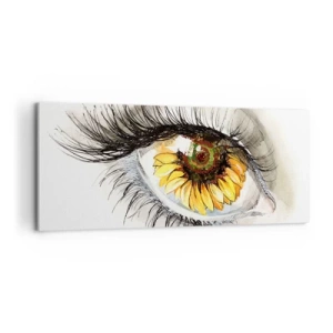 Impression sur toile - Image sur toile - Œil artistique avec un iris en forme de tournesol - 120x50cm - Un look aussi chaud que l'été - Décoration murale moderne pour le salon et la chambre ARTTOR
