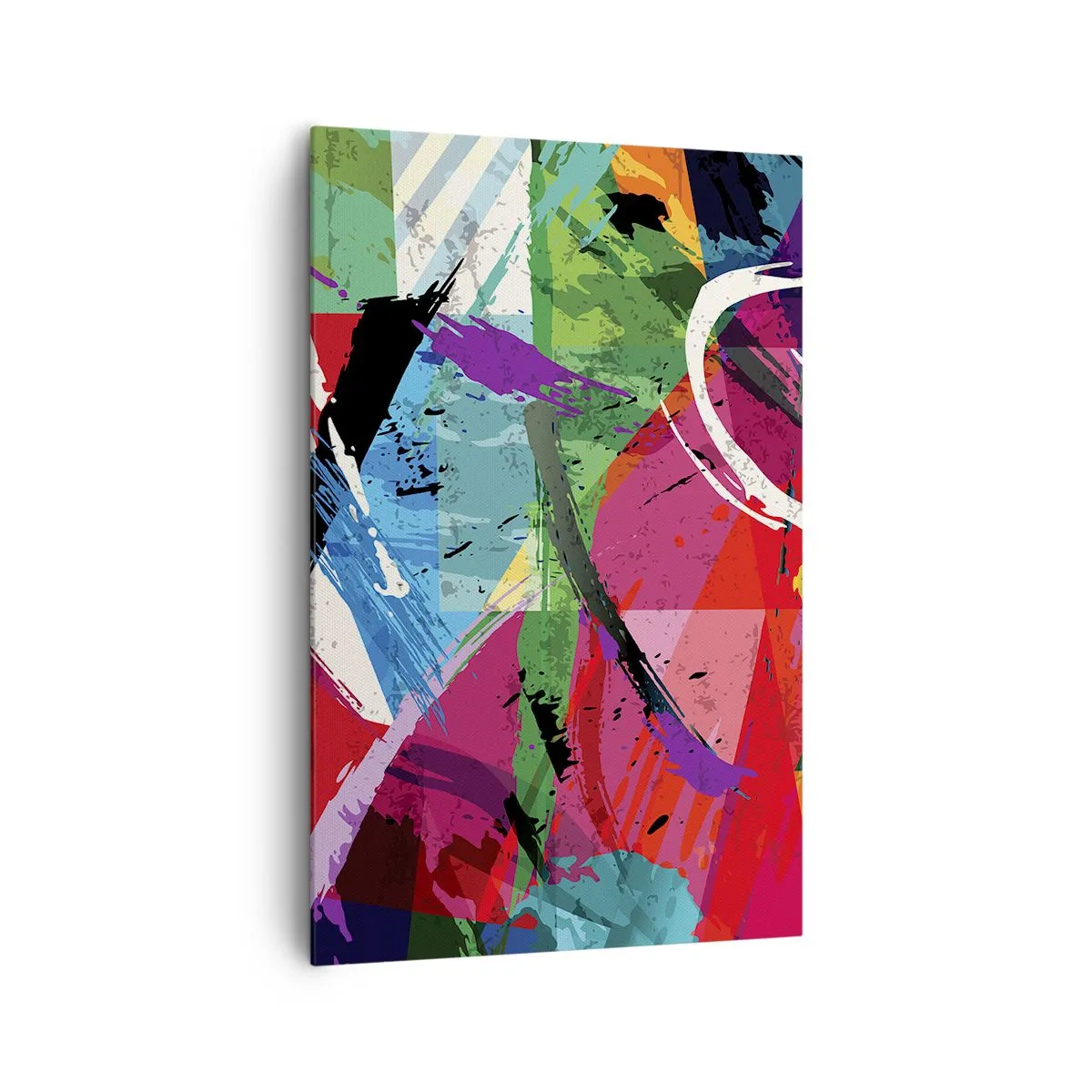 Impression sur toile - Image sur toile - Abstraction colorée avec des coups de pinceau dynamiques - 80x120cm - Rapide, vif et bondissant - Décoration murale moderne pour le salon et la chambre ARTTOR