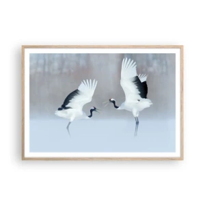 Affiche dans un chêne clair - Poster - Danse dans le brouillard - 100x70 cm