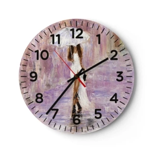Horloge murale - Pendule murale - Sous la pluie lilas - 40x40 cm