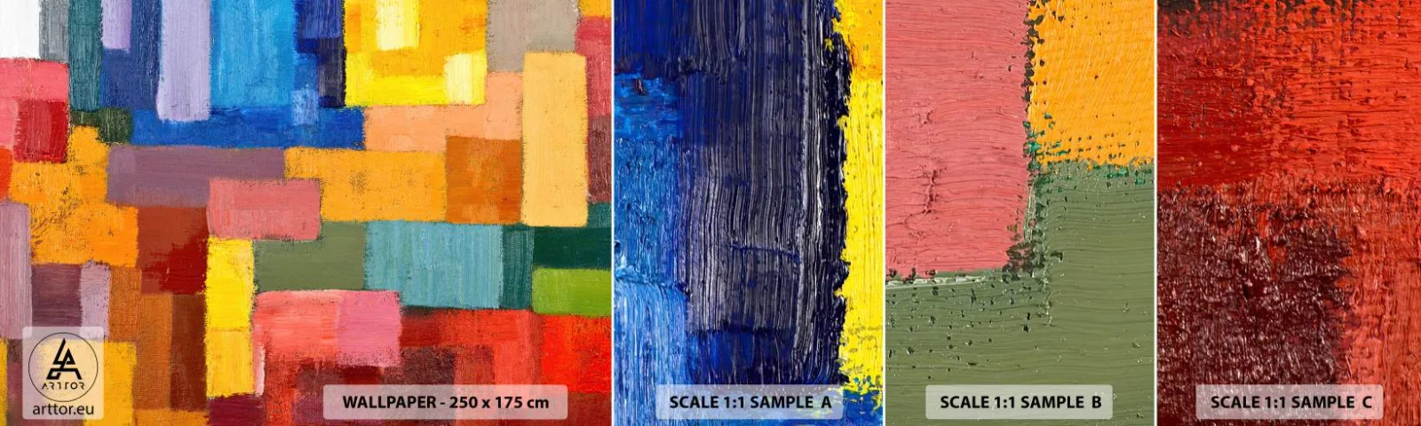 Échantillon De Papier Peint Standard Eco - Chacun est différent, tout est coloré - Abstraction, Morceau, Modèle moderne - 100x30 cm