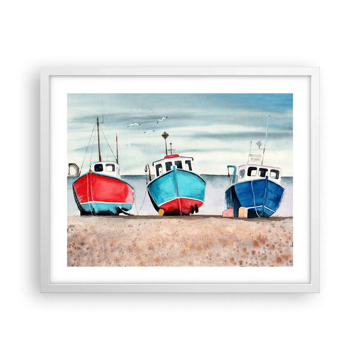 Affiche dans un cadre blanc - Poster - Prêt pour la pêche - 50x40 cm