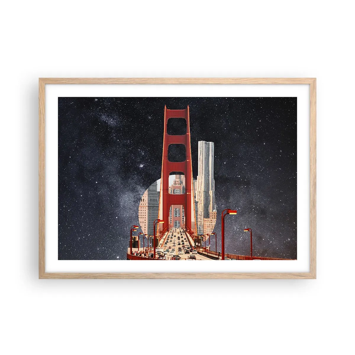 Affiche dans un chêne clair - Poster - Toujours au centre - 70x50 cm