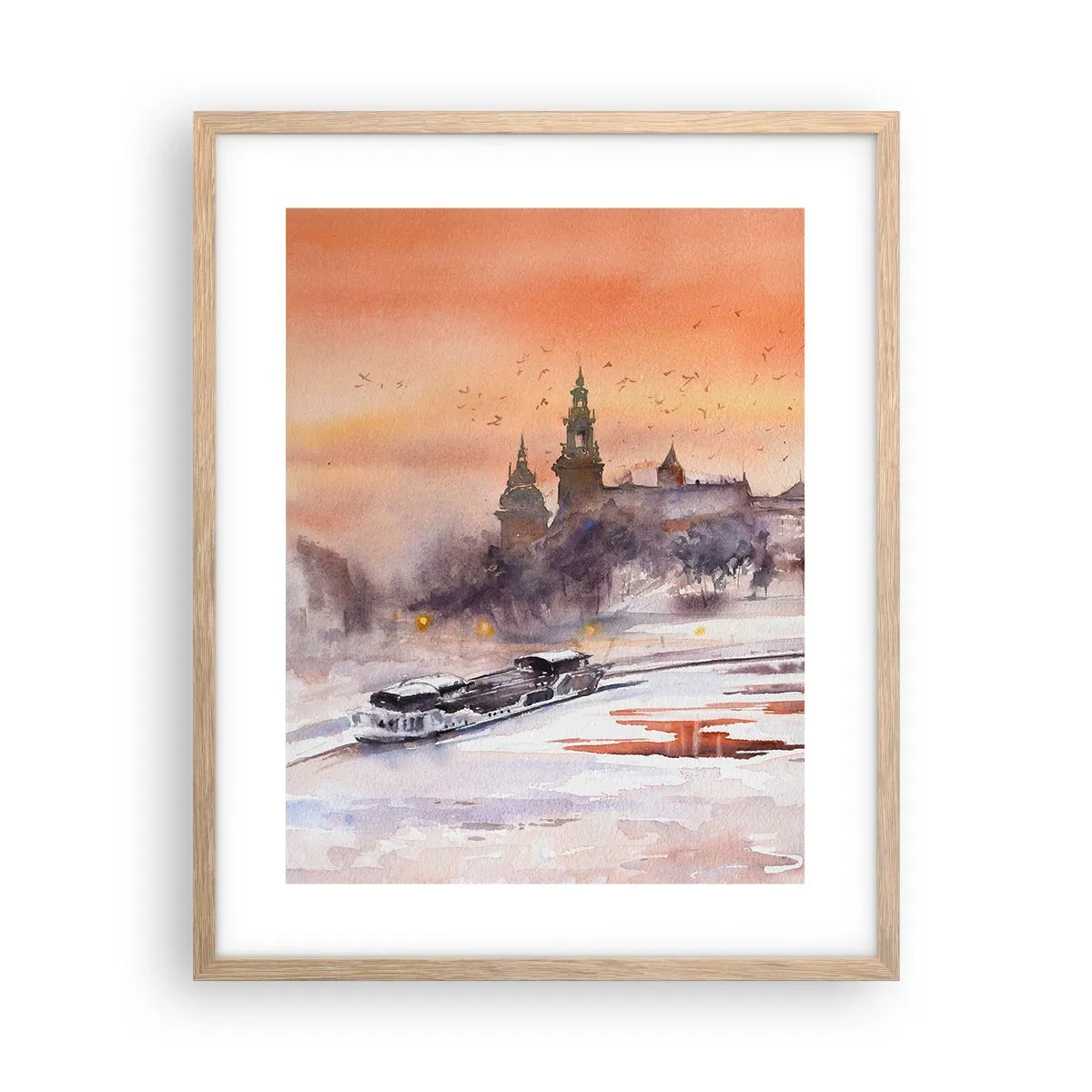 Affiche dans un chêne clair - Poster - Coucher de soleil royal - 40x50 cm