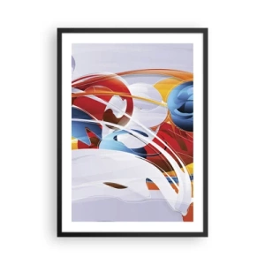 Affiche dans un cadre noir - Poster - Abstraction colorée avec des formes dynamiques - 50x70cm - La danse des éléments - Décoration murale moderne pour le salon et la chambre ARTTOR