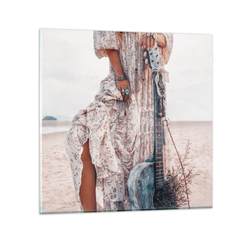 Impression sur verre - Image sur verre - Enfant de fleur en route - 30x30 cm