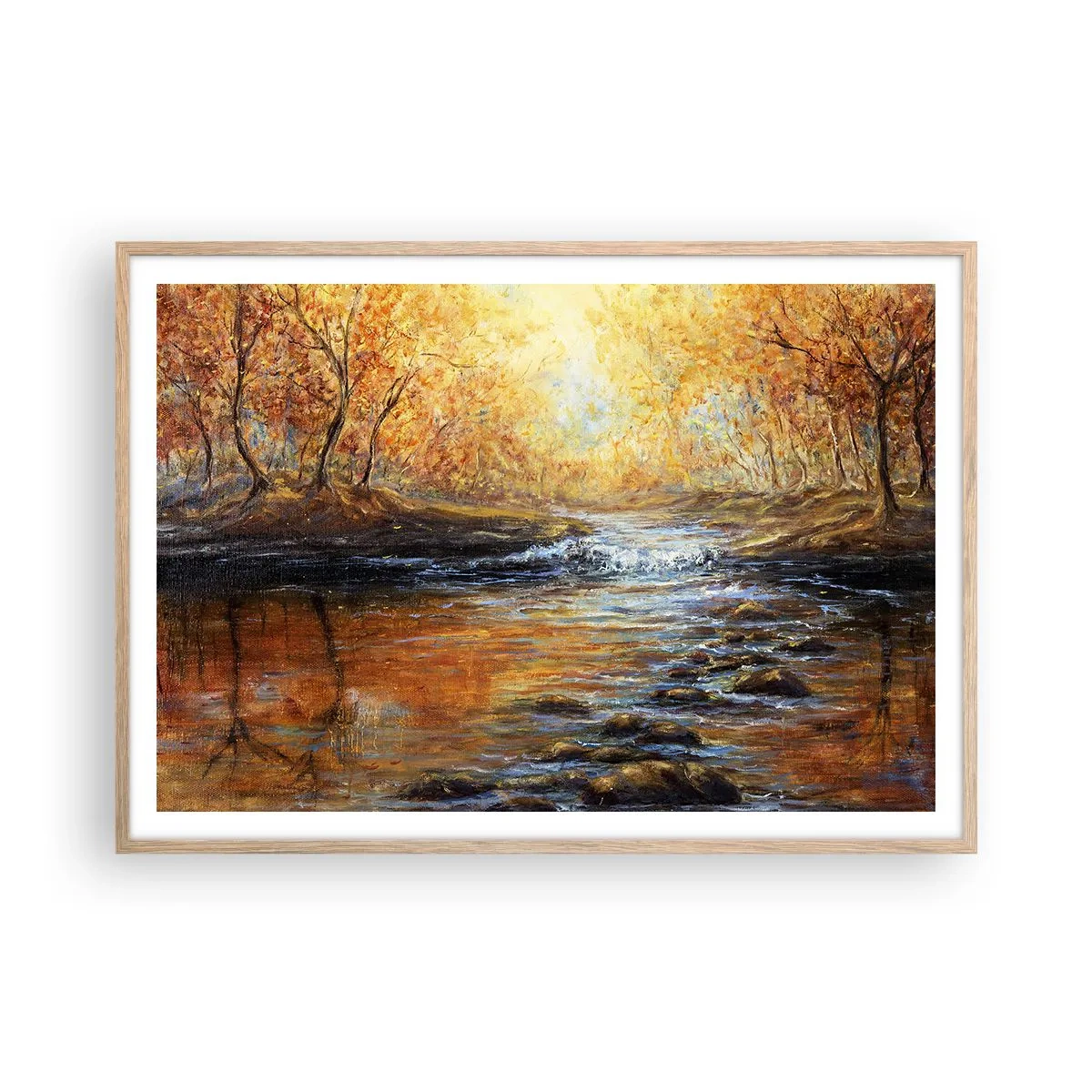 Affiche dans un chêne clair - Poster - Le ruisseau d'or - 100x70 cm