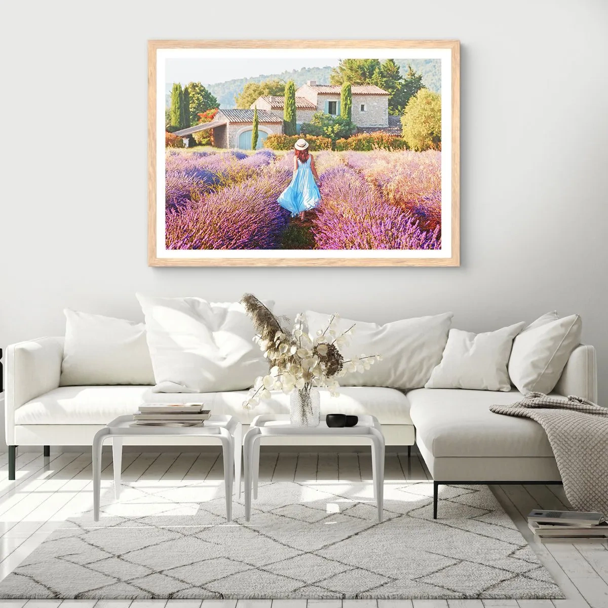 Affiche dans un chêne clair - Poster - Fille de la lavande - 50x40 cm