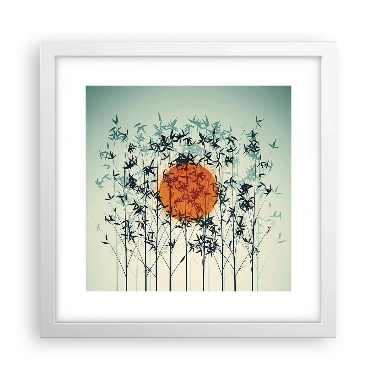 Affiche dans un cadre blanc - Poster - Soleil japonnais - 30x30 cm