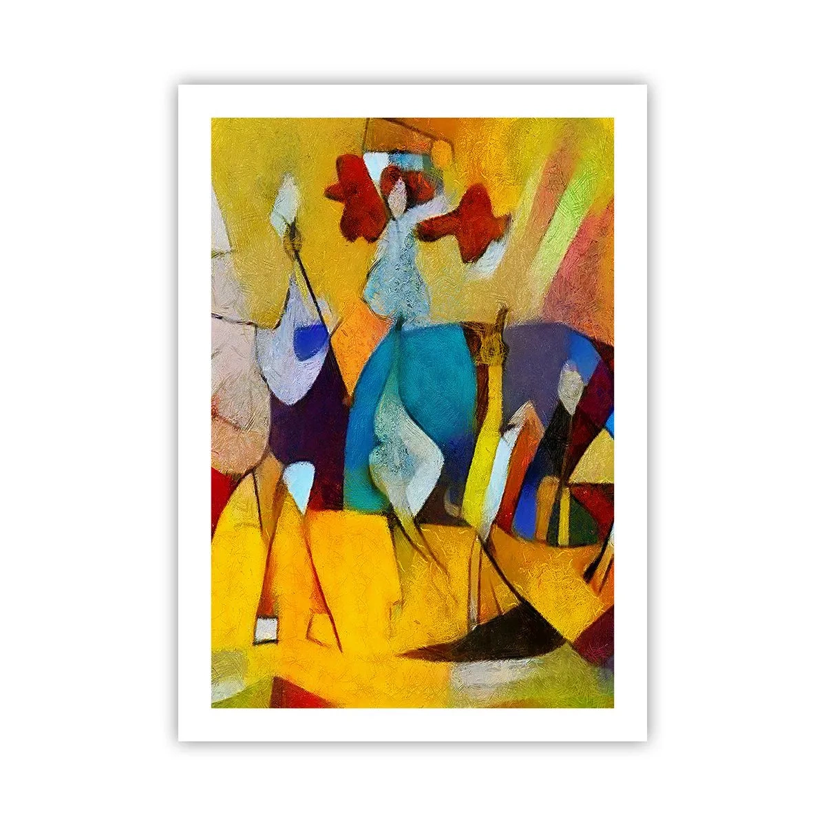 Affiche - Poster - Figures colorées dans un style abstrait - 50x70cm - Soleil - vie - joie - Décoration murale moderne pour le salon et la chambre ARTTOR