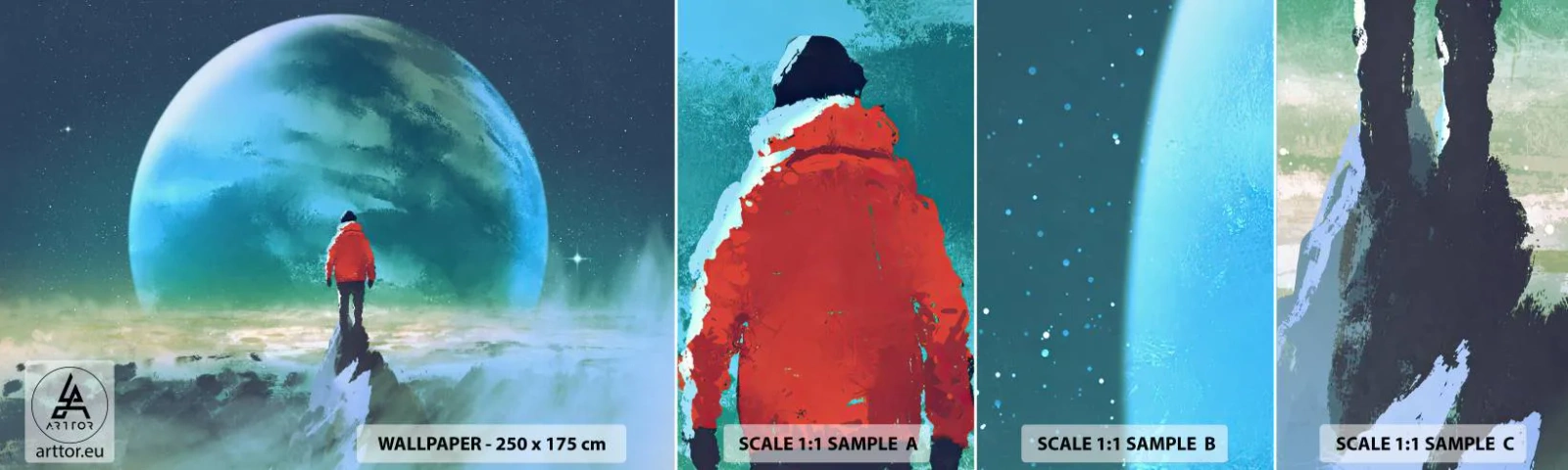 Échantillon de Papier Peint Autocollant Deluxe Sticker - Explorateur de la nouvelle terre - Abstraction, Fantaisie, Planète Terre - 100x30 cm