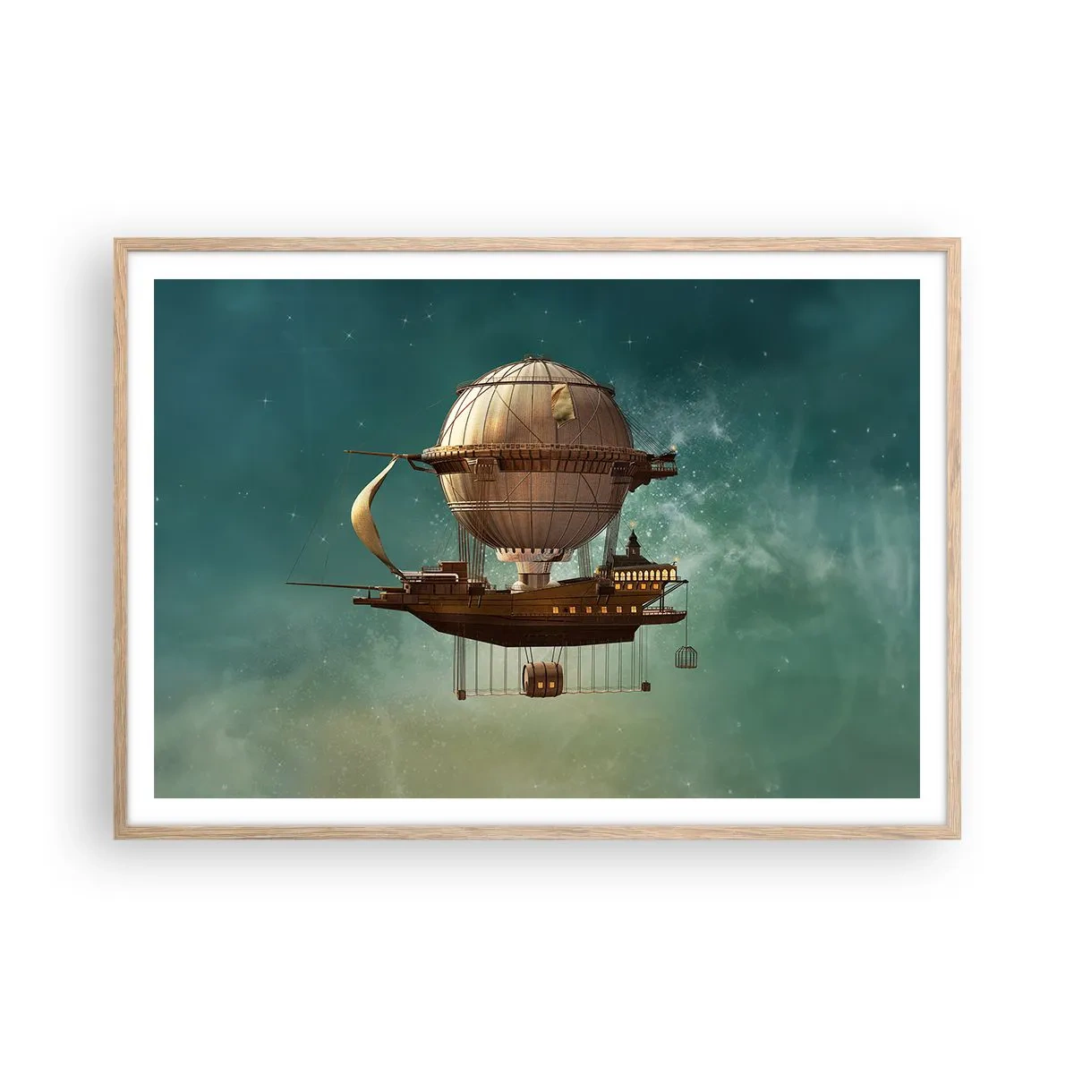 Affiche dans un chêne clair - Poster - Jules Verne vous salue - 100x70 cm