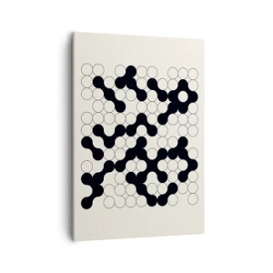 Impression sur toile - Image sur toile - Motifs noirs et blancs avec des cercles sur fond clair - 50x70cm - Jeu chinois – variation - Décoration murale moderne pour le salon et la chambre ARTTOR