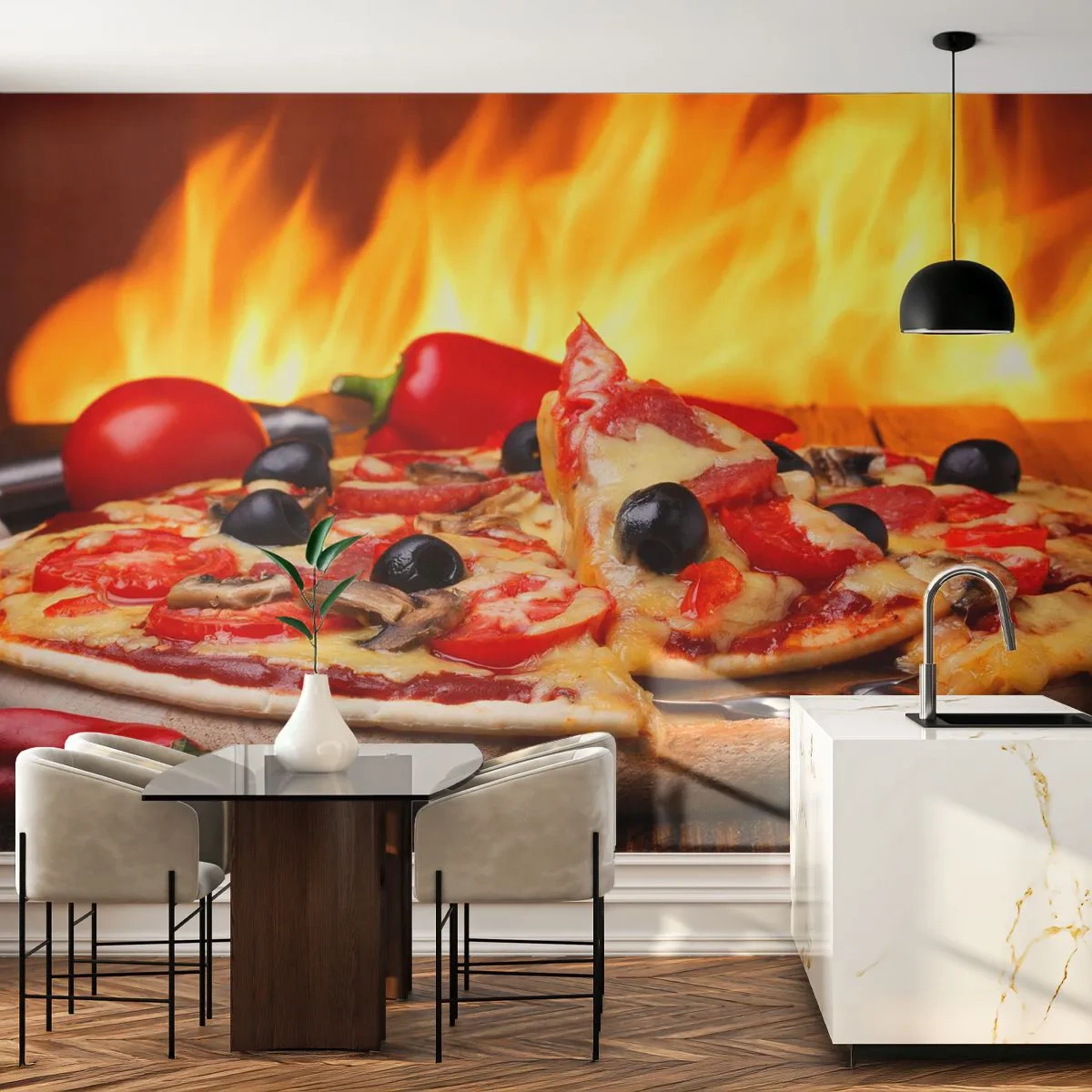Papier Peint Autocollant Deluxe Sticker - From Italy with love - La gastronomie, Pizza, Italie - 100x70 cm