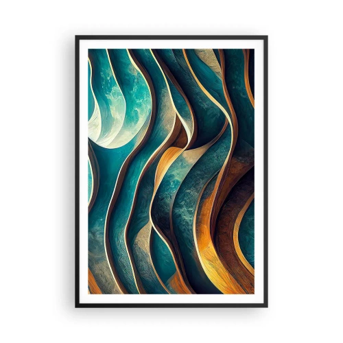 Affiche dans un cadre noir - Poster - Méandres de bleu - 70x100 cm