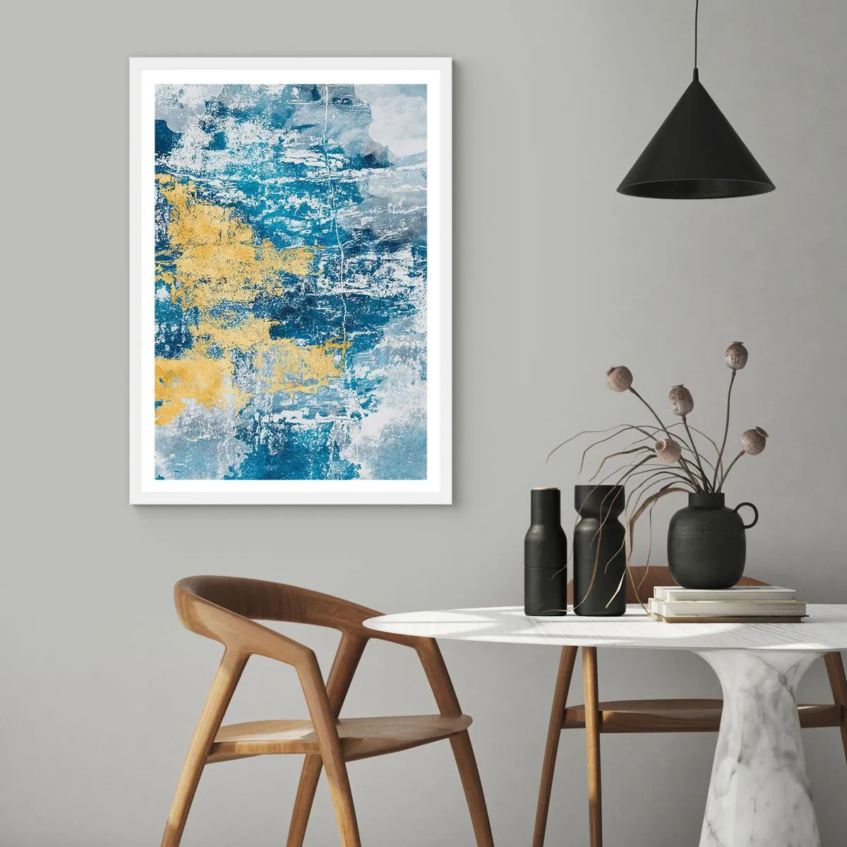 Affiche dans un cadre blanc - Poster - Abstraction du temps - 50x70 cm