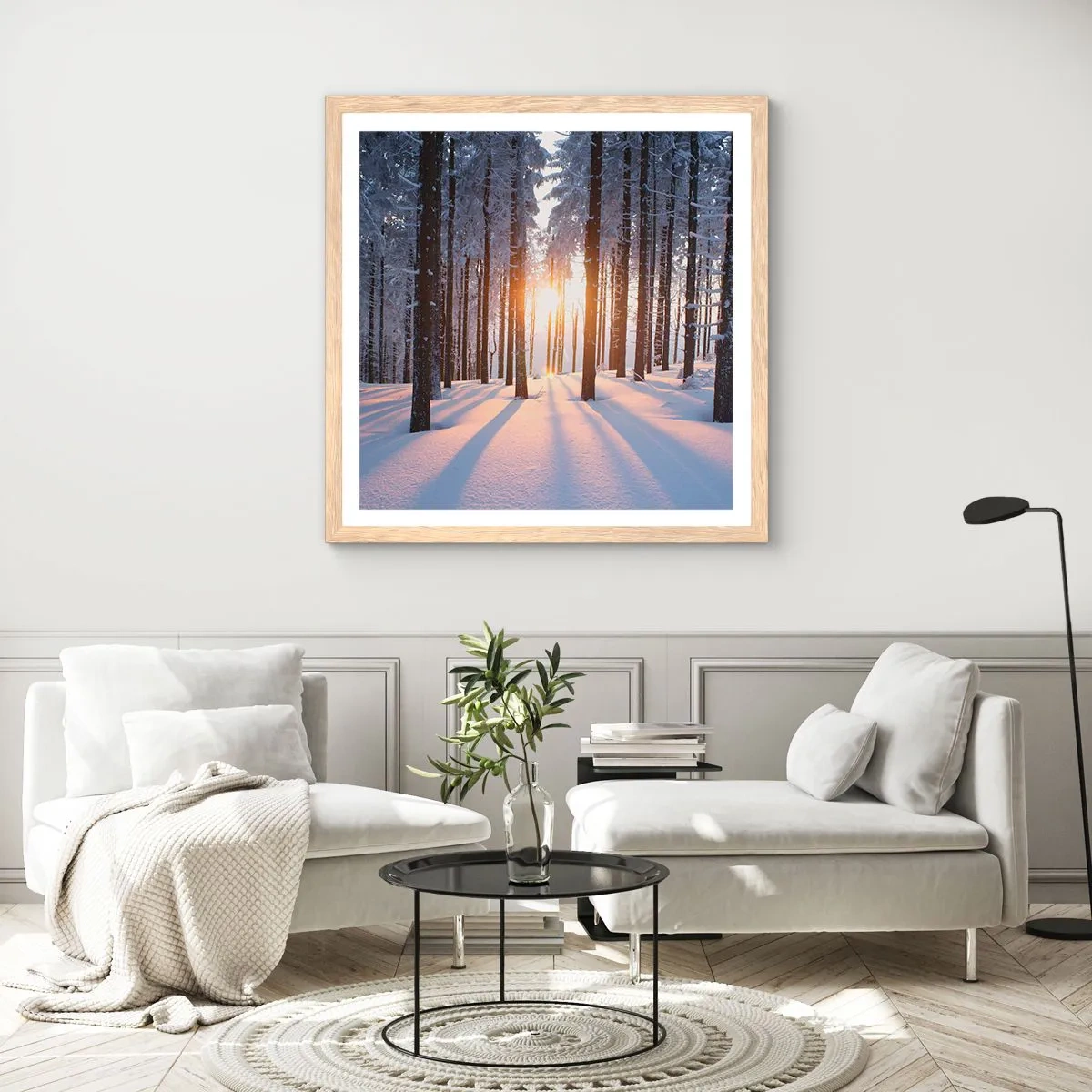 Affiche dans un chêne clair - Poster - Clairement en noir et blanc - 40x40 cm