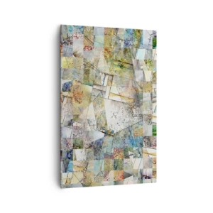 Impression sur toile - Image sur toile - Abstraction colorée avec des formes et des lignes géométriques - 80x120cm - Remaniement géométrique - Décoration murale moderne pour le salon et la chambre ARTTOR