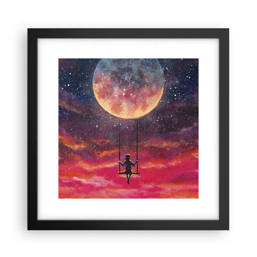 Affiche dans un cadre noir - Poster - Se balancer dans les nuages - 30x30 cm