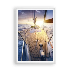 Affiche dans un cadre blanc - Poster - Courir sur les vagues - 70x100 cm