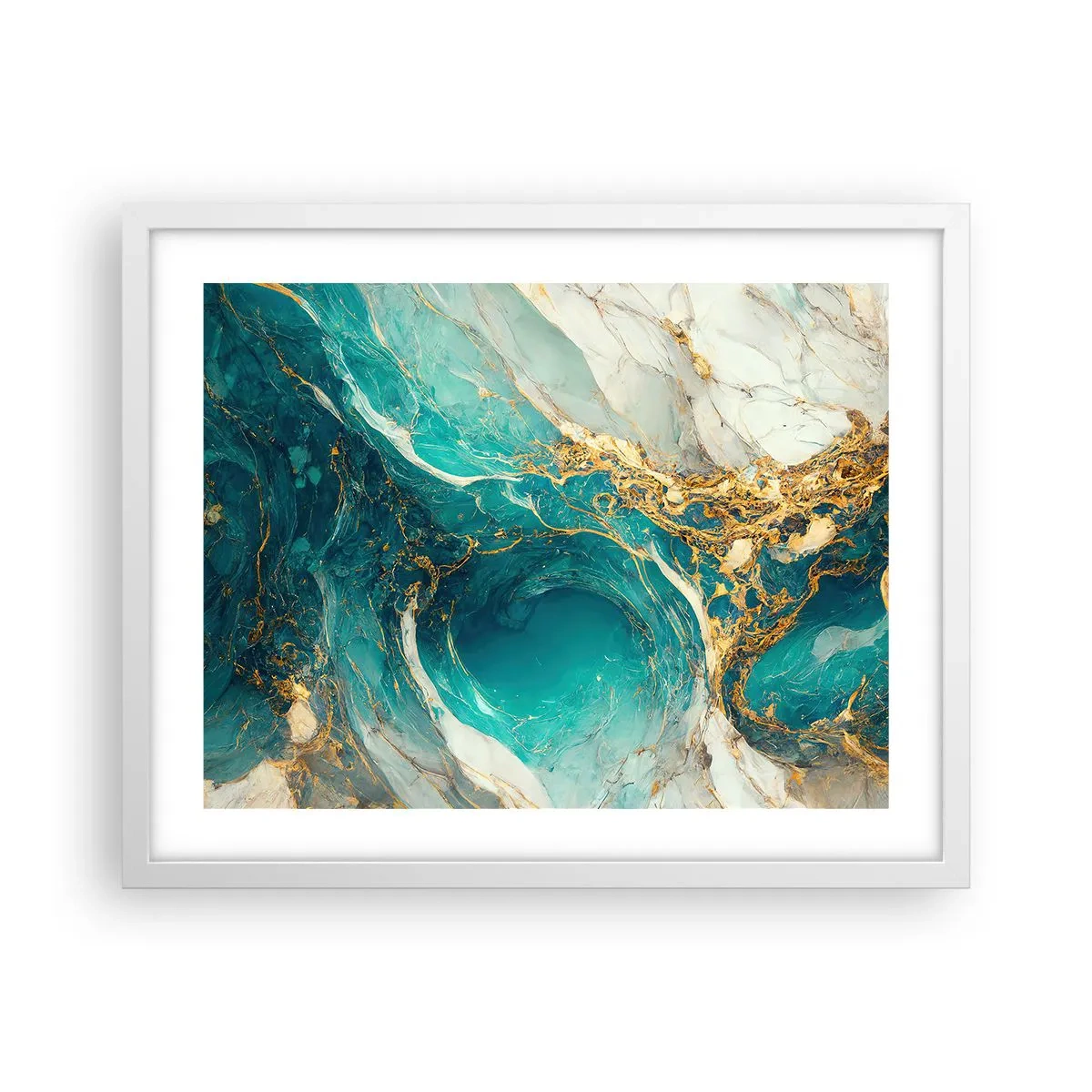 Affiche dans un cadre blanc - Poster - Composition en veines d'or - 50x40 cm