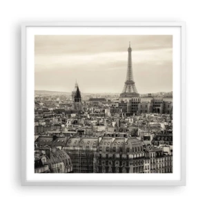 Affiche dans un cadre blanc - Poster - Sur les toits de Paris - 60x60 cm