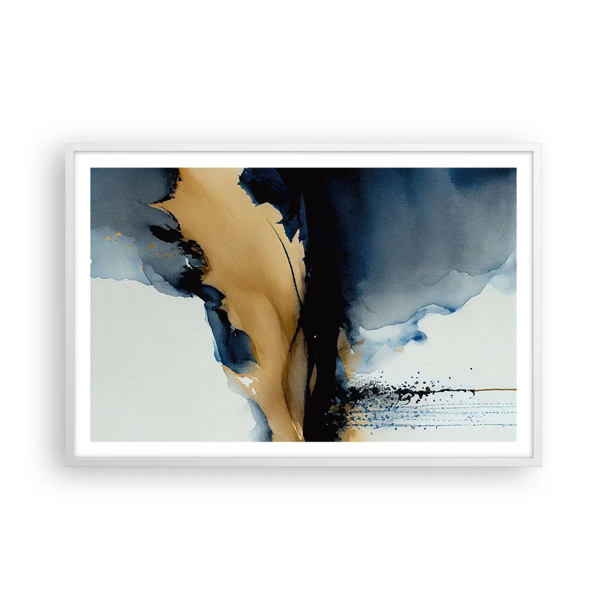 Affiche dans un cadre blanc - Poster - Derrière le rideau - 91x61 cm