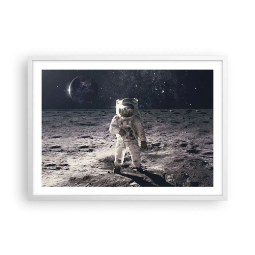 Affiche dans un cadre blanc - Poster - Salutations de la lune - 70x50 cm