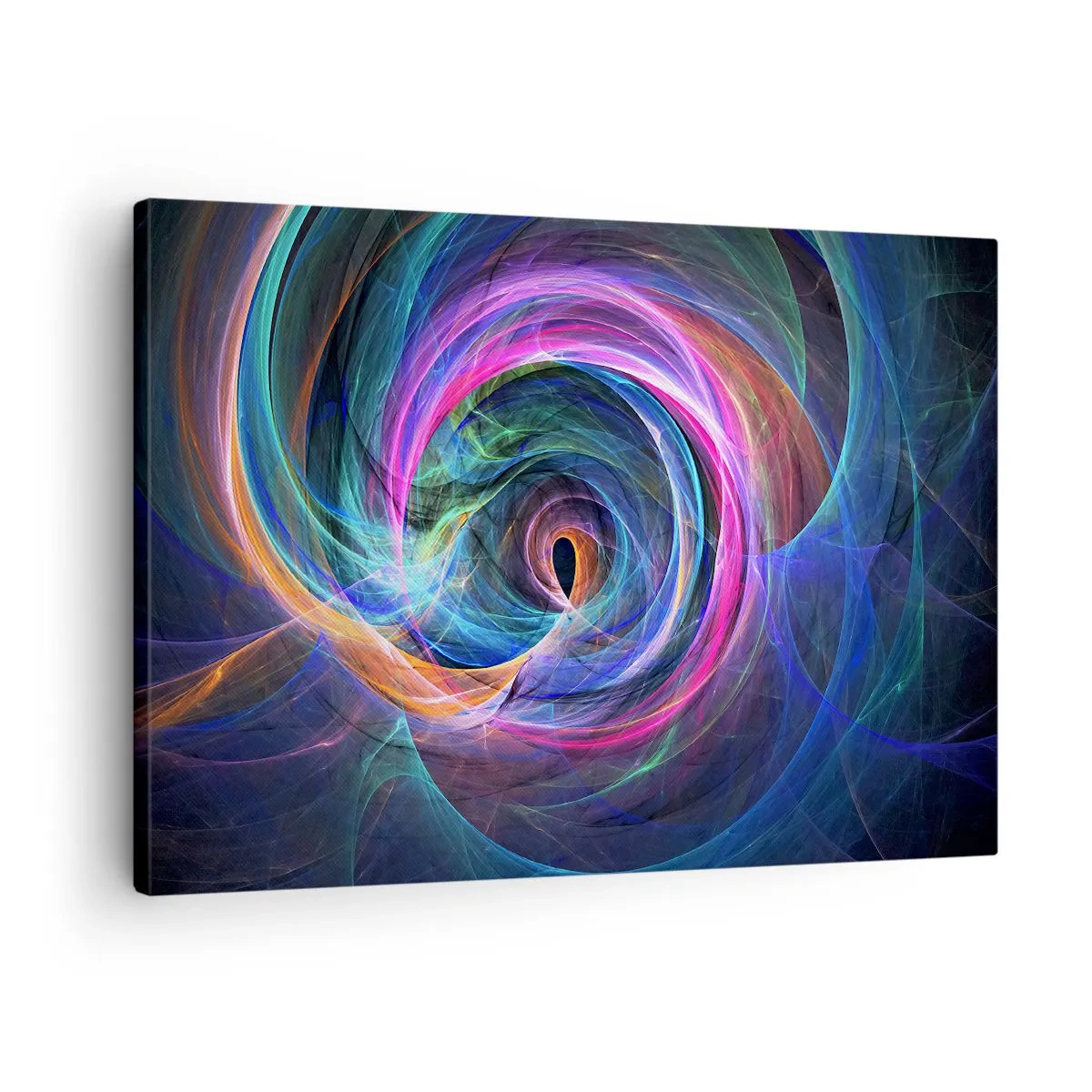 Impression sur toile - Image sur toile - Un tourbillon abstrait de couleurs dans des tons de violet, de rose et de bleu. - 70x50cm - Où m'emmènes-tu ? - Décoration murale moderne pour le salon et la chambre ARTTOR