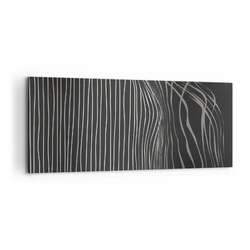 Impression sur toile - Image sur toile - Lignes blanches sur fond gris foncé dans un arrangement abstrait - 120x50cm - Rythme et accent - Décoration murale moderne pour le salon et la chambre ARTTOR