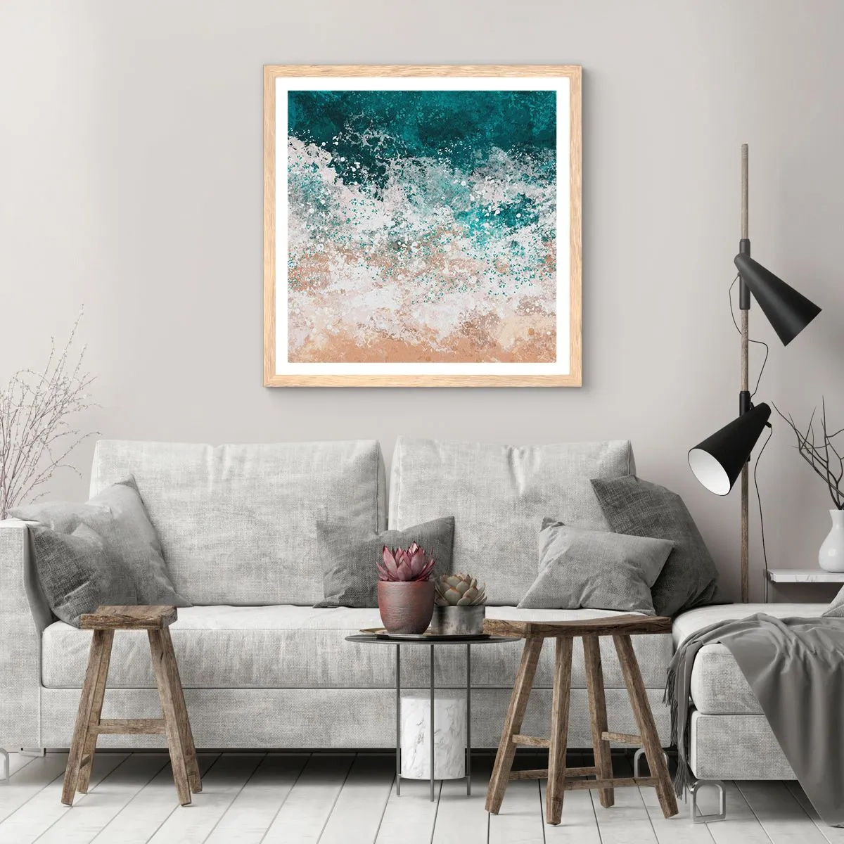 Affiche dans un chêne clair - Poster - Histoires de la mer - 40x40 cm