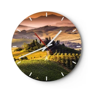 Horloge murale - Pendule murale - Arcadie - le paysage toscan - 40x40 cm