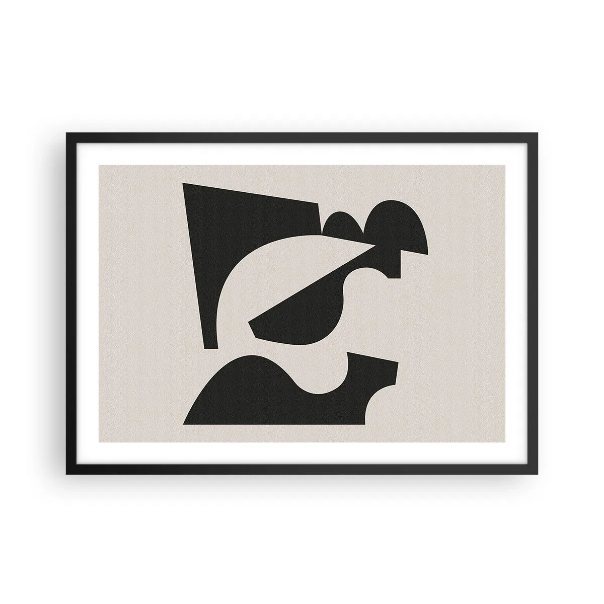 Affiche dans un cadre noir - Poster - Composition géométrique abstraite en noir et blanc - 70x50cm - À monter soi-même - Décoration murale moderne pour le salon et la chambre ARTTOR