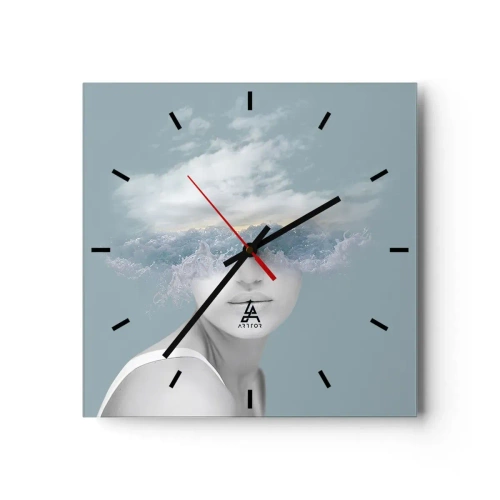Horloge murale - Pendule murale - La tête dans les nuages - 40x40 cm