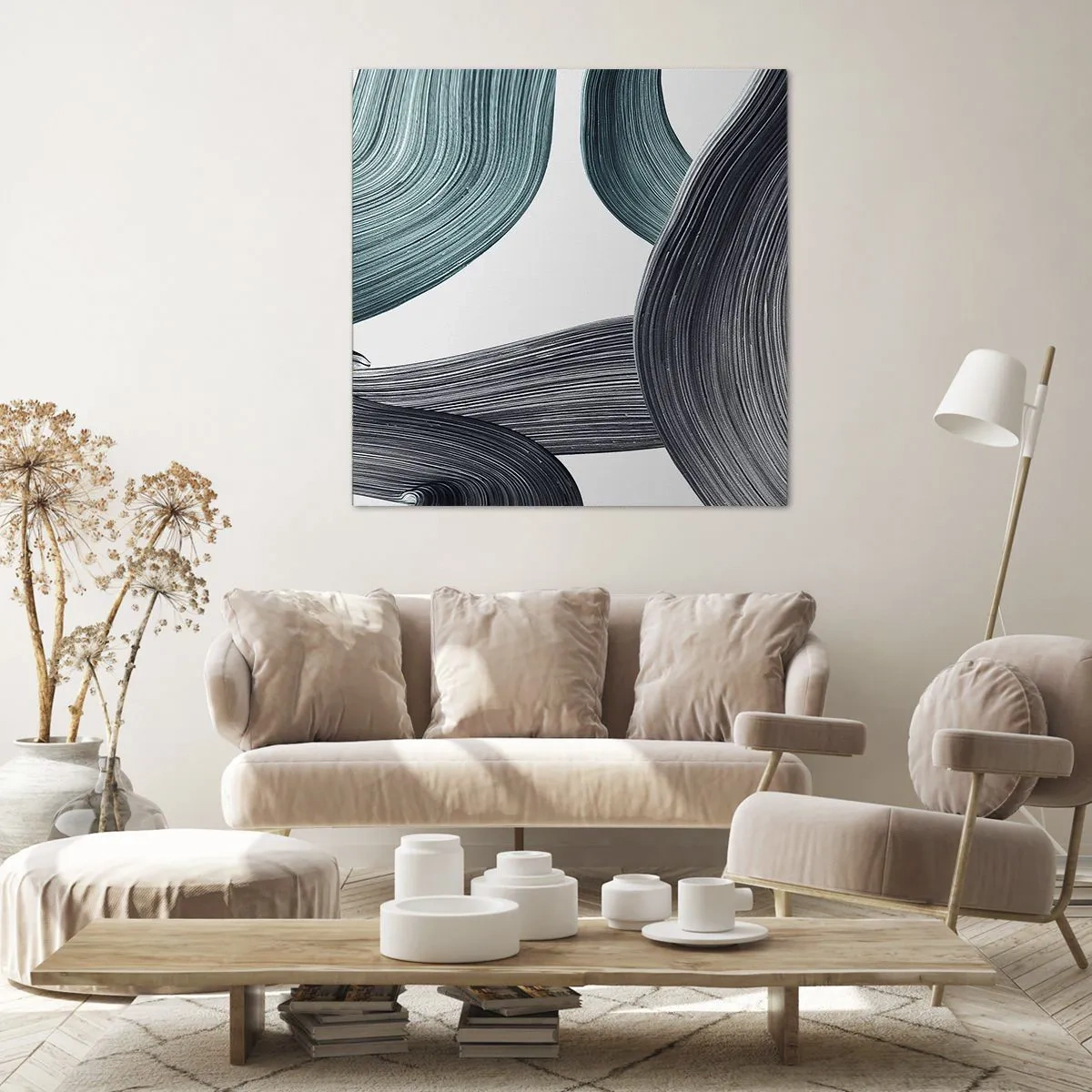 Impression sur toile - Image sur toile - Sentiers émeraude et noirs - 60x60 cm