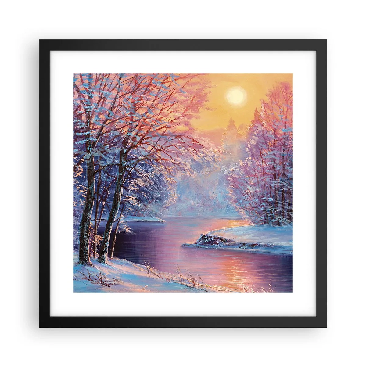 Affiche dans un cadre noir - Poster - Couleurs d'hiver - 40x40 cm