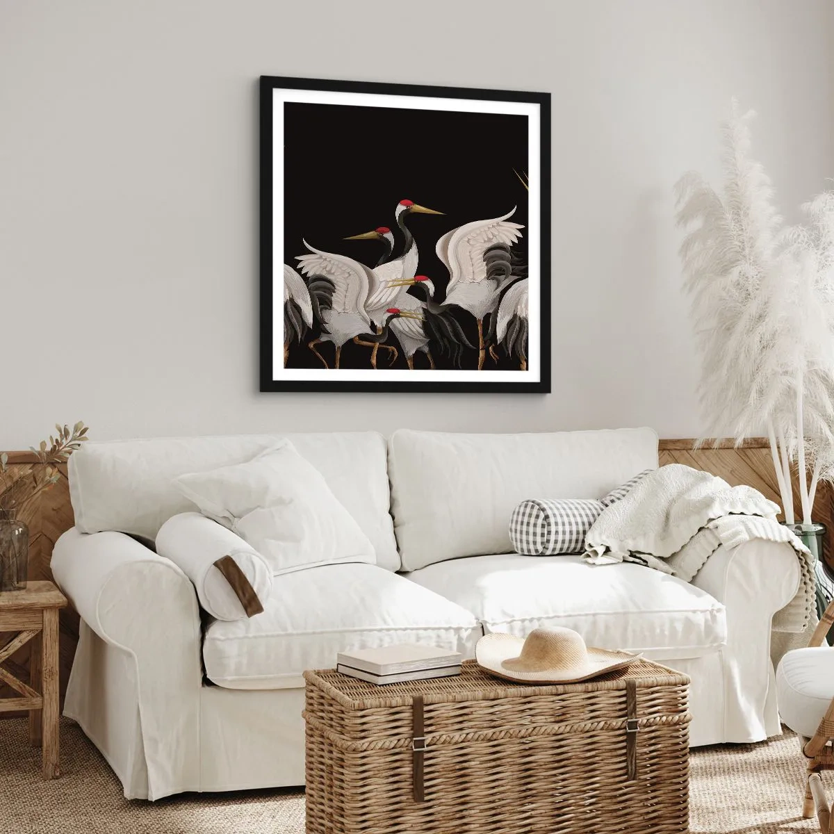 Affiche dans un cadre noir - Poster - Histoire d'oiseaux - 40x40 cm