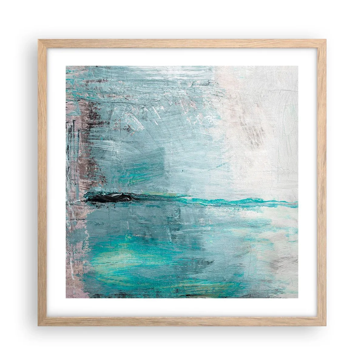 Affiche dans un chêne clair - Poster - Horizontalement en bleu - 50x50 cm