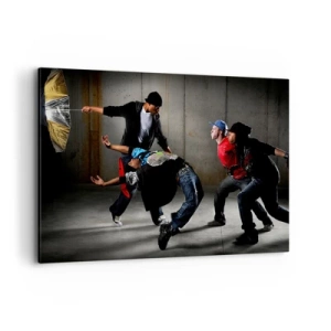 Impression sur toile - Image sur toile - Un groupe de danseurs hip-hop dans une chorégraphie dynamique - 120x80cm - Danser avec le vent de la rue - Décoration murale moderne pour le salon et la chambre ARTTOR