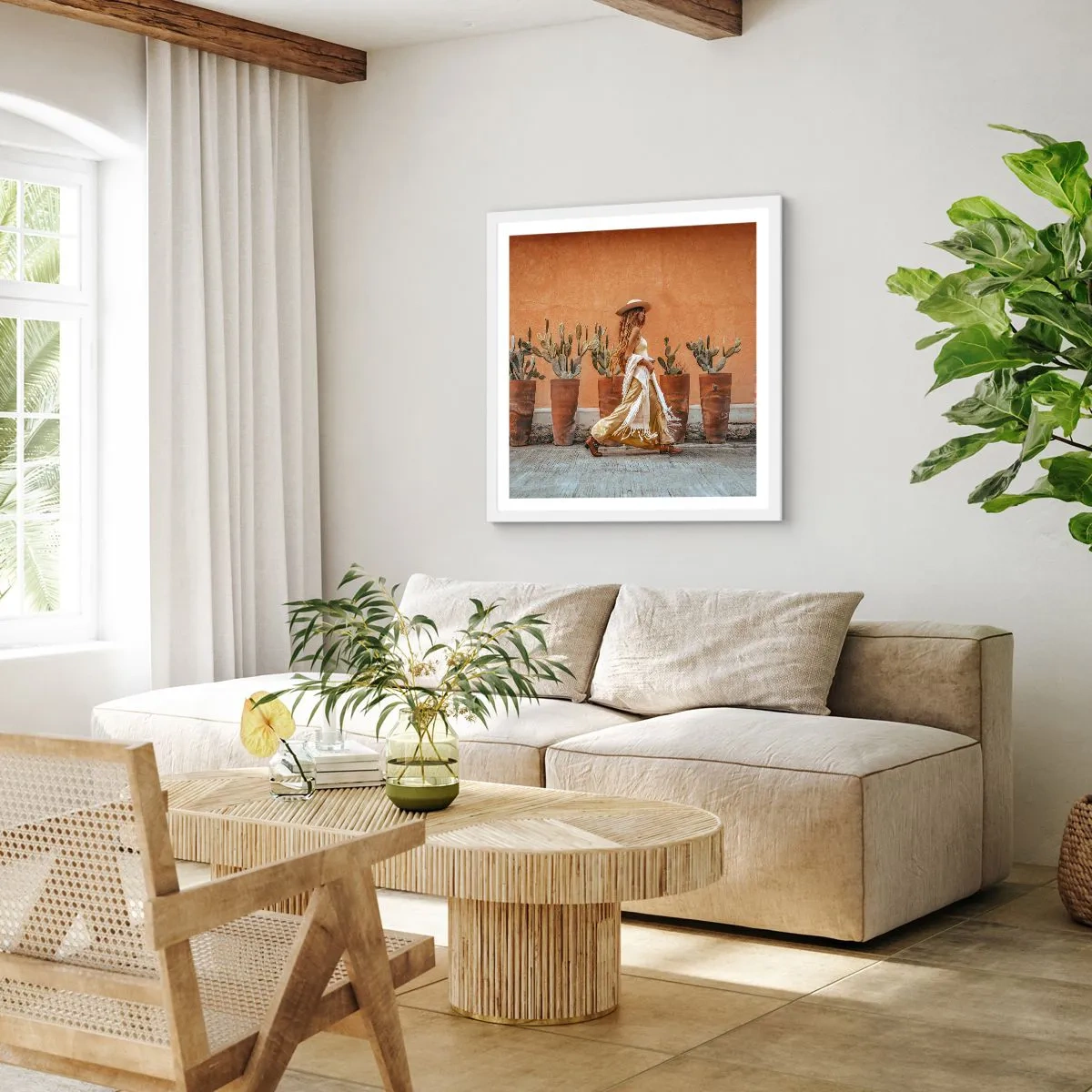 Affiche dans un cadre blanc - Poster - Style hippie - 40x40 cm