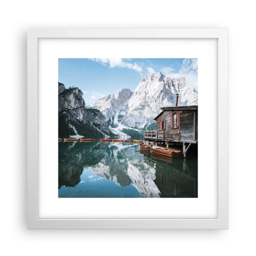 Affiche dans un cadre blanc - Poster - Un matin cristallin en montagne - 30x30 cm