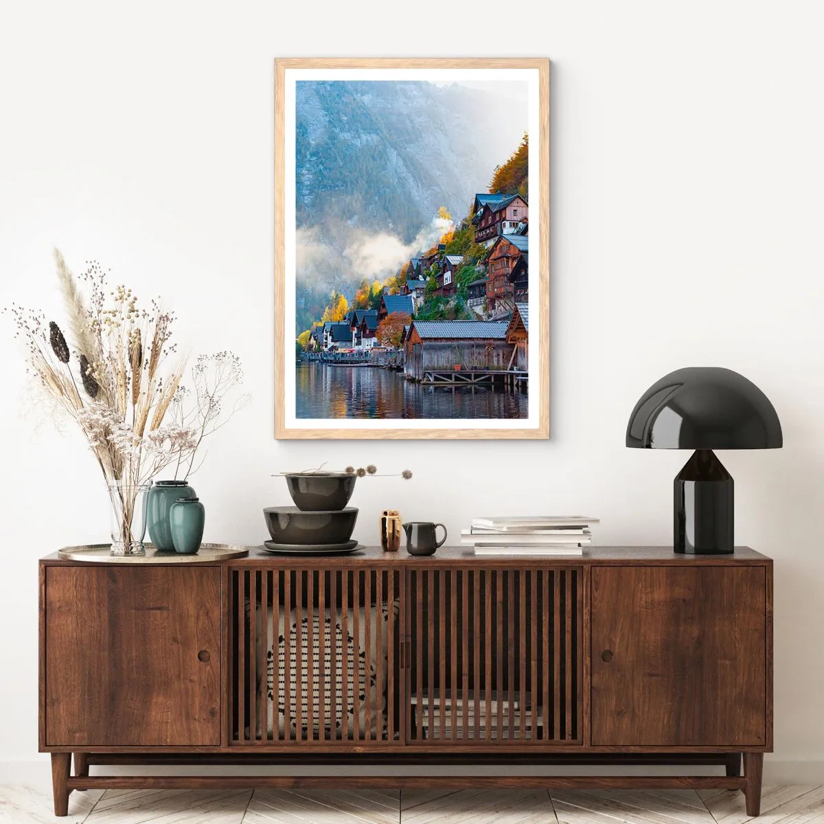 Affiche dans un chêne clair - Poster - Ambiance alpine - 30x40 cm