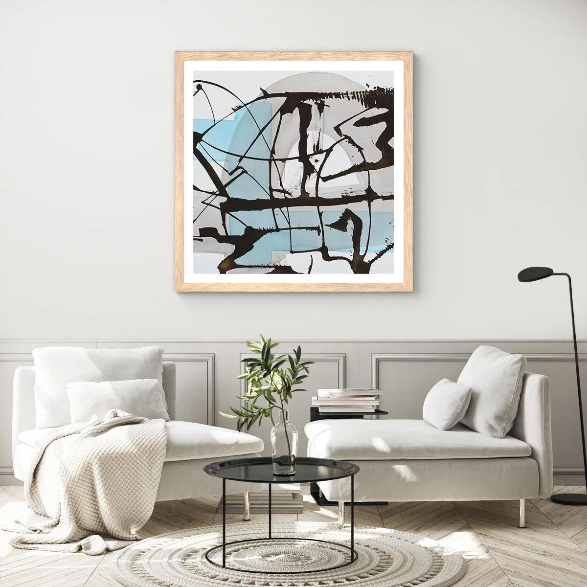 Affiche dans un chêne clair - Poster - Bleu malgré tout - 40x40 cm