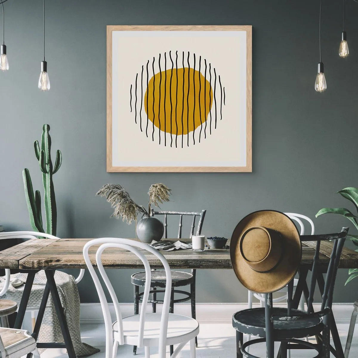 Affiche dans un chêne clair - Poster - Abstraction tremblante de chaleur - 40x40 cm