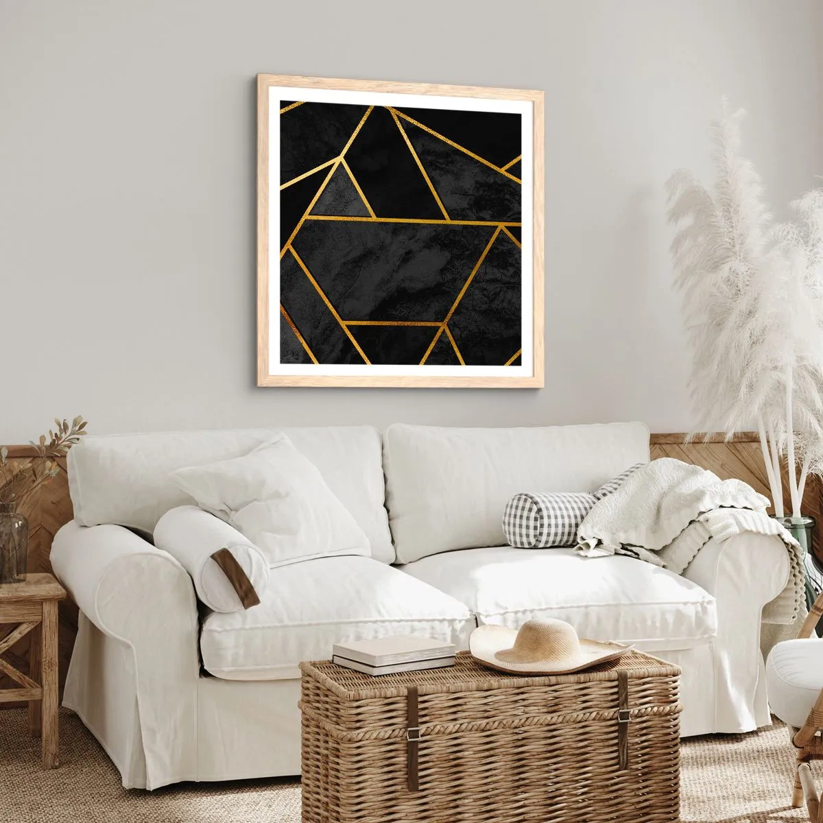 Affiche dans un chêne clair - Poster - Obscurité et éclat - 40x40 cm