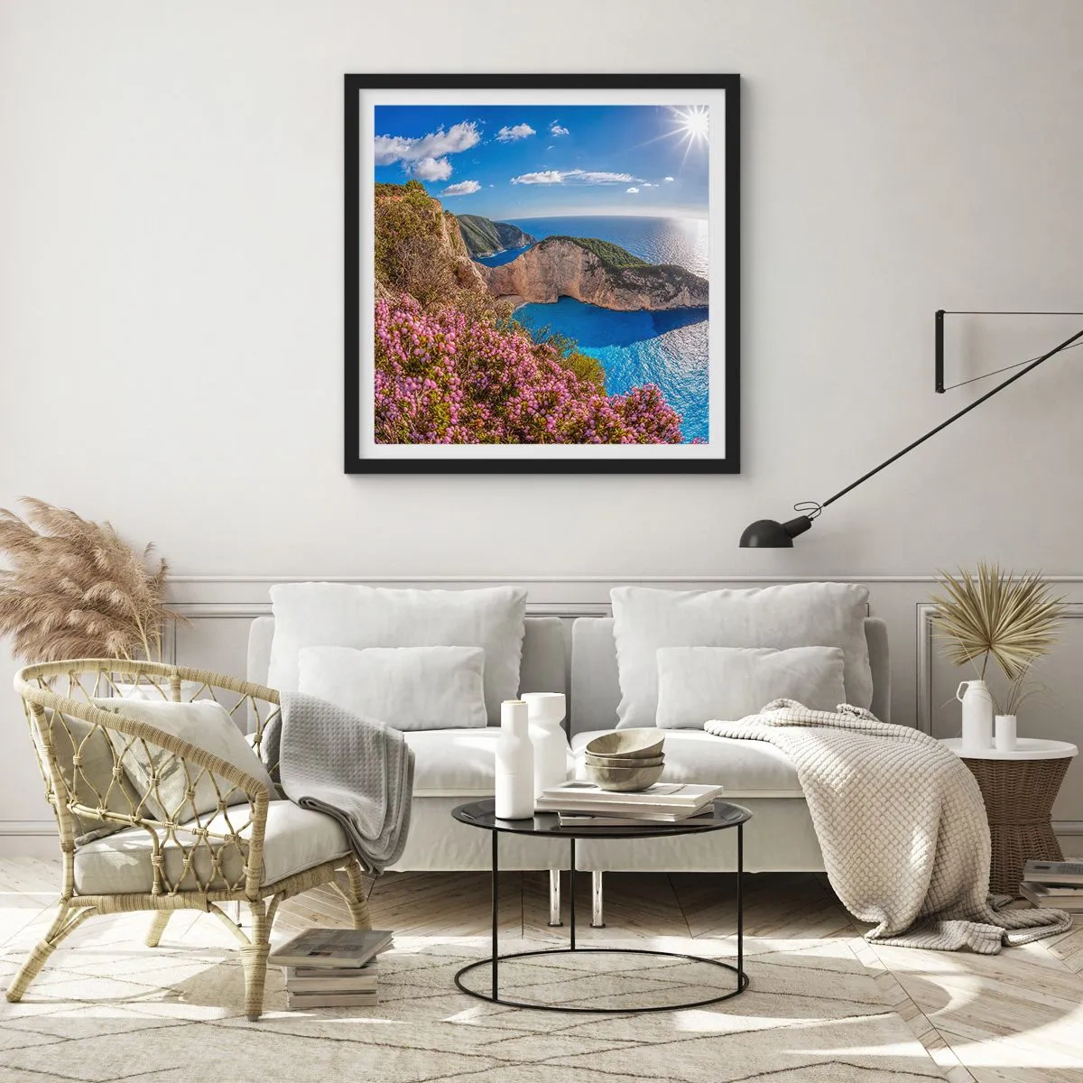 Affiche dans un cadre noir - Poster - Mes super vacances grecques - 60x60 cm