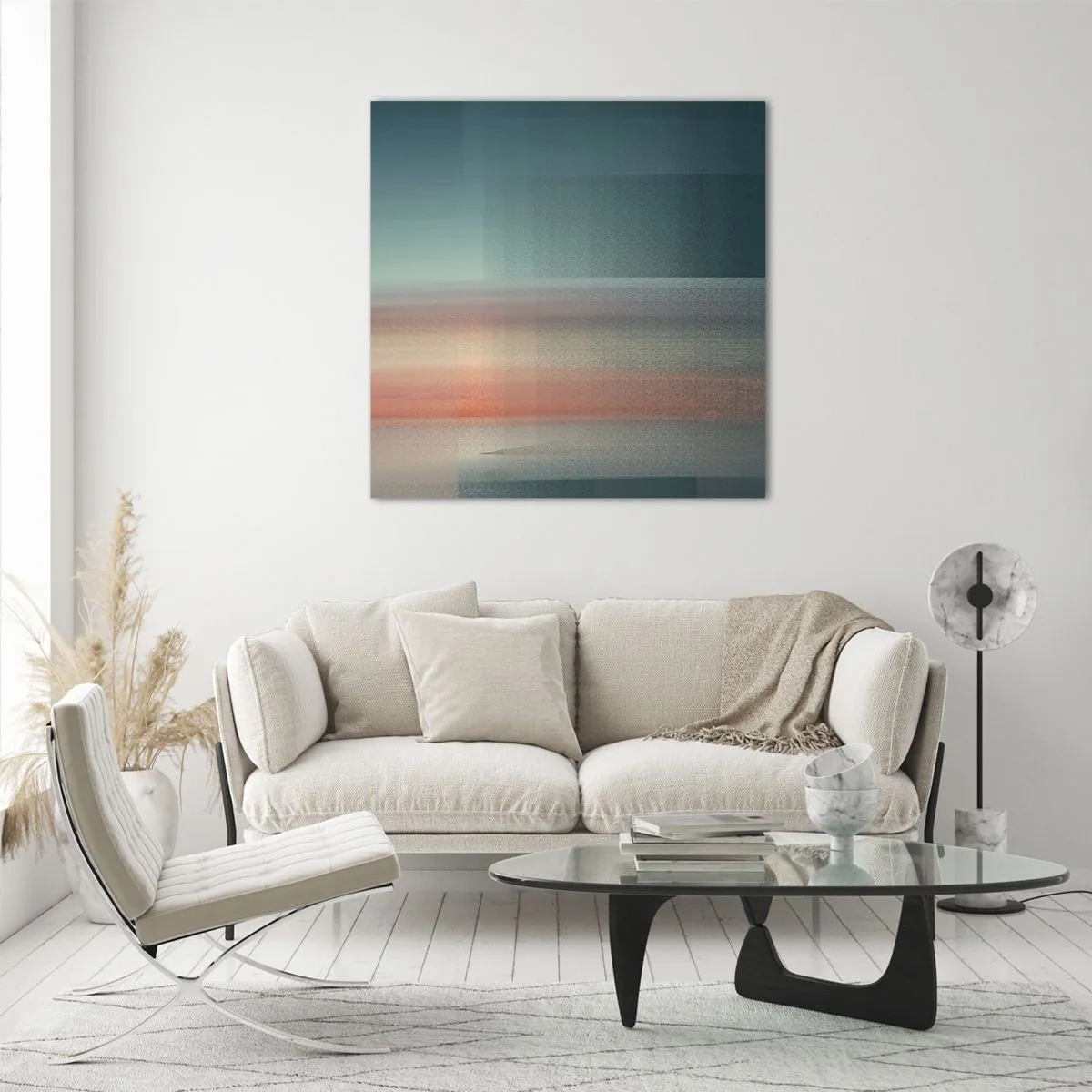 Impression sur verre - Image sur verre - Résumé : vagues de lumière - 60x60 cm