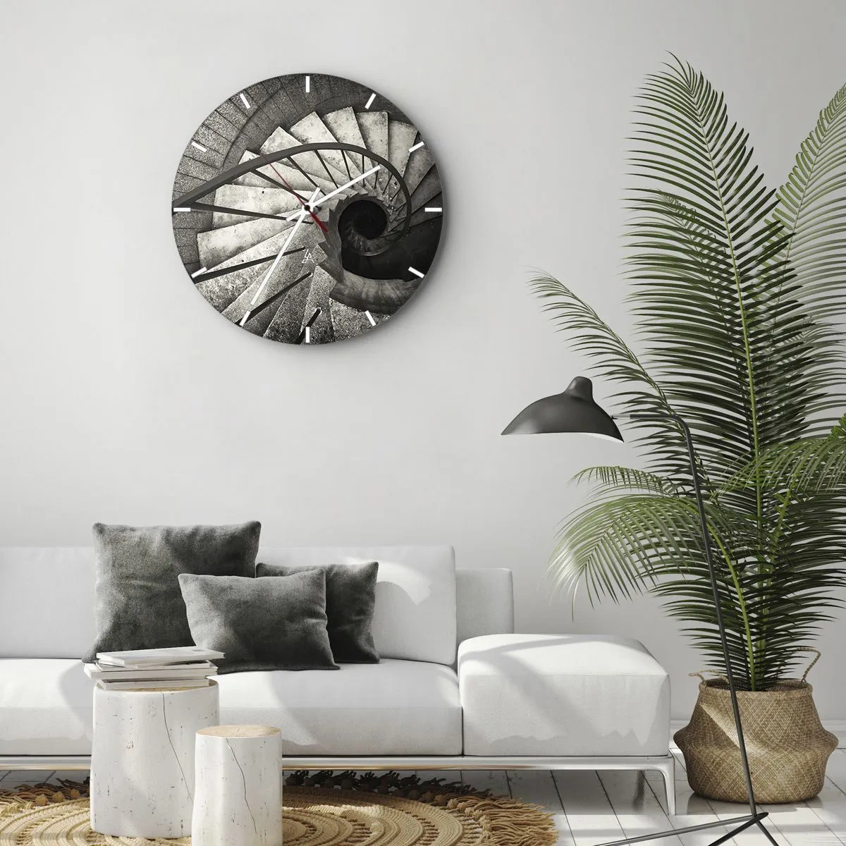 Horloge murale - Pendule murale - En haut des escaliers, en bas des escaliers - 40x40 cm