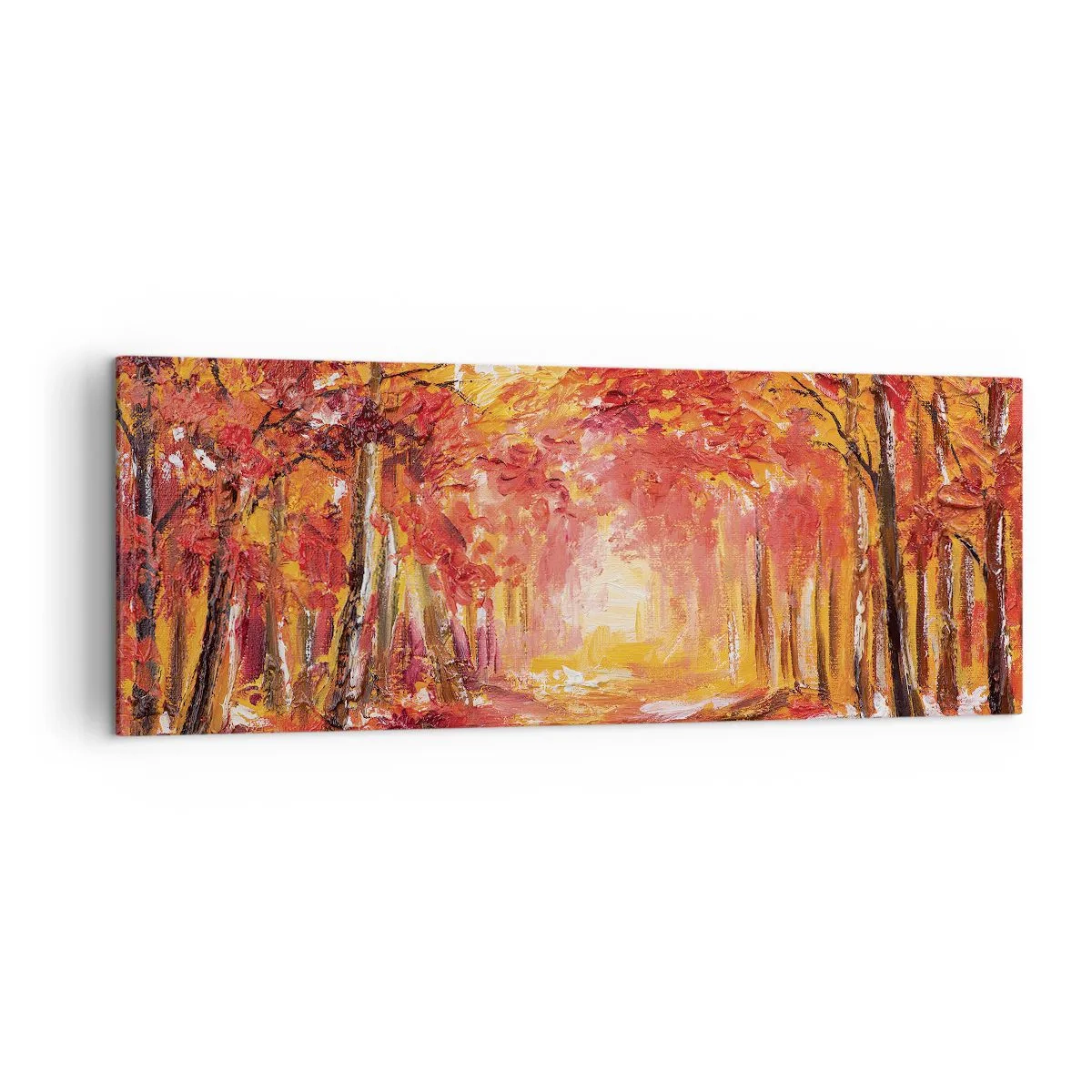 Impression sur toile - Image sur toile - Forêt d'automne aux tons cuivrés et dorés - 140x50cm - Forêt de cuivre - Décoration murale moderne pour le salon et la chambre ARTTOR