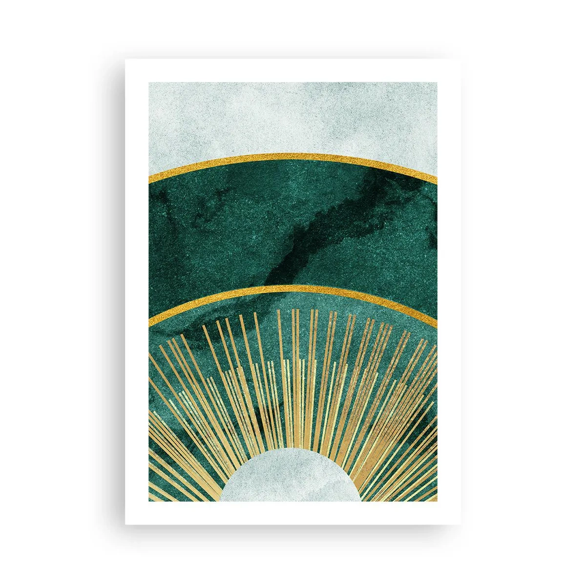 Affiche - Poster - Une élégante composition géométrique dans des tons de vert et d'or - 50x70cm - Un autre système solaire - Décoration murale moderne pour le salon et la chambre ARTTOR